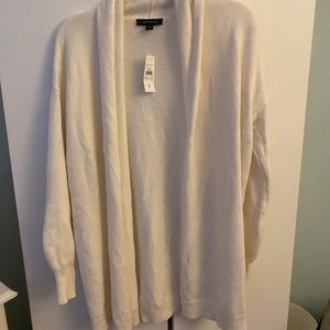 Ann Taylor Cream Oversized Open Cardigan Sweater